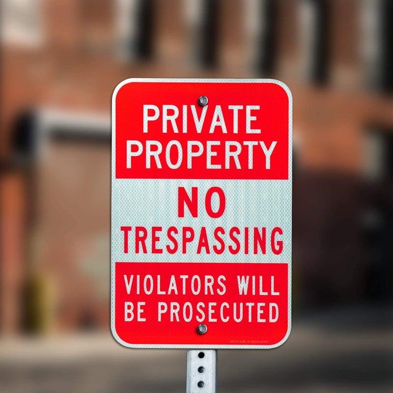 Faittoo (2 Pack) Private Property No Trespassing Sign, Violators Will Be Prosecuted, 18 x 12 Engineer Grade Reflective Sheeting Rust Free Aluminum, Weather Resistant, Waterproof, Easy to Mount - Image 5